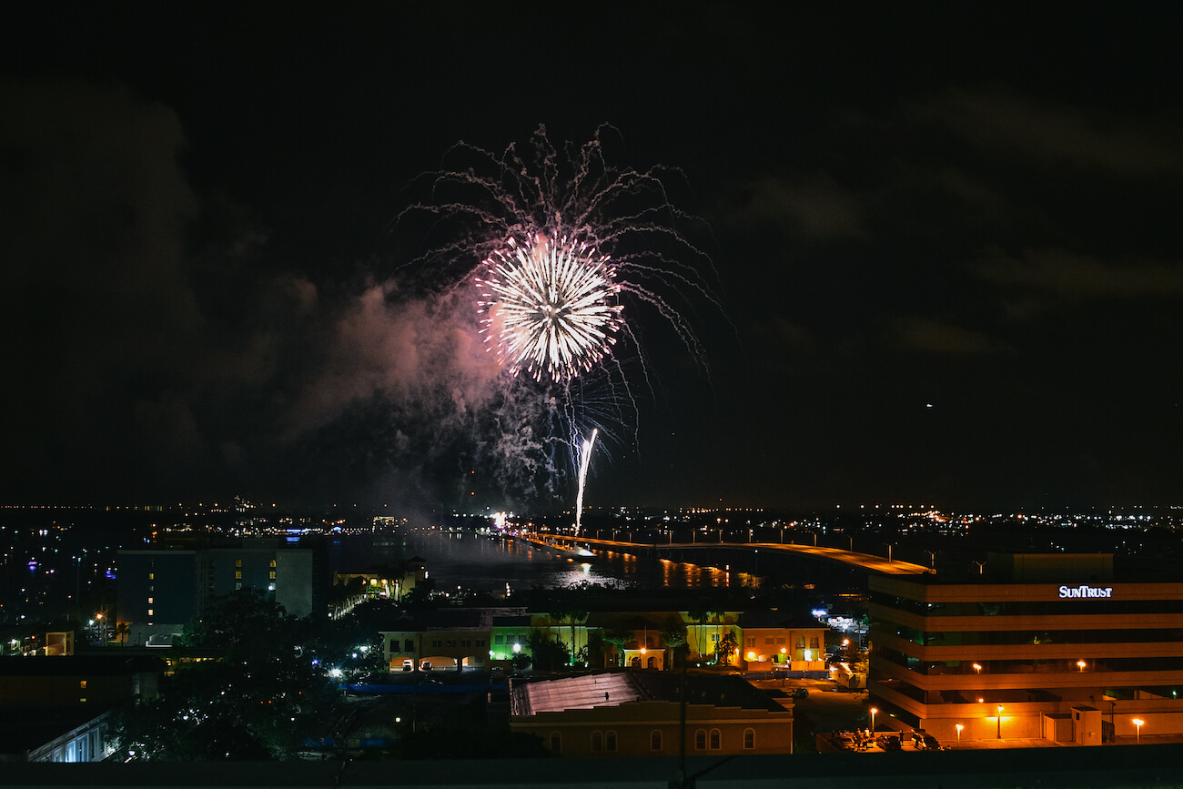 fireworks over the manatee river