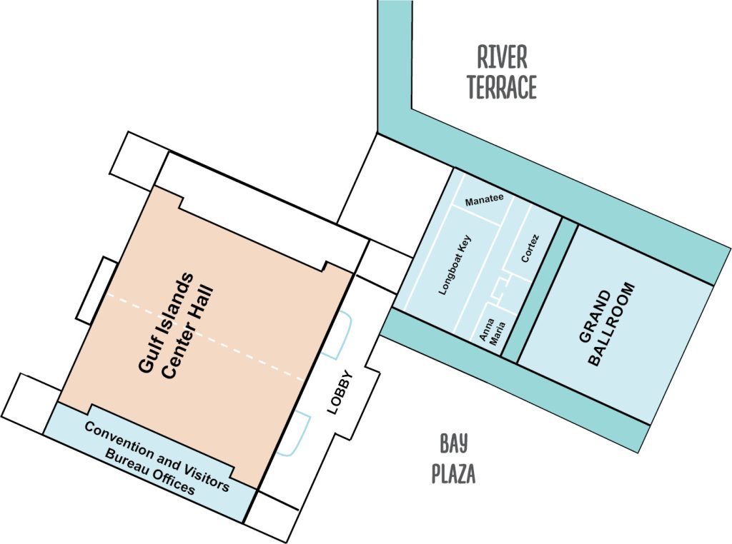 diagram of the bradenton area convention center from overhead